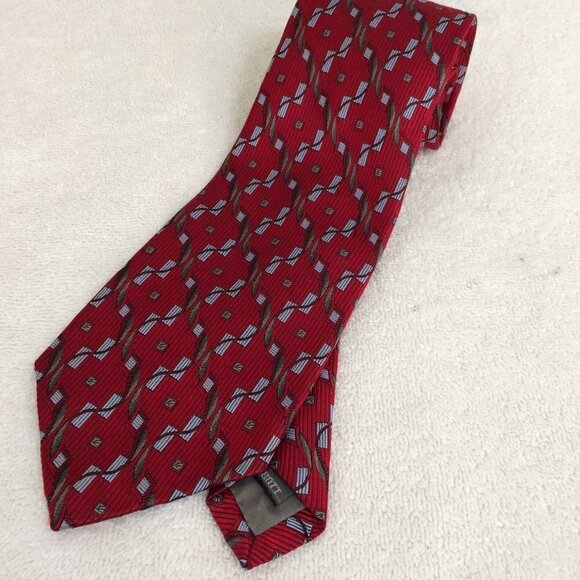 Mens Vintage Tie Robert Talbott Made in USA Red, Blue 100% Silk 3.75 in Wide - Picture 1 of 3